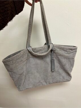 Gray Corduroy Tote Bag - lucky brand charm Blue